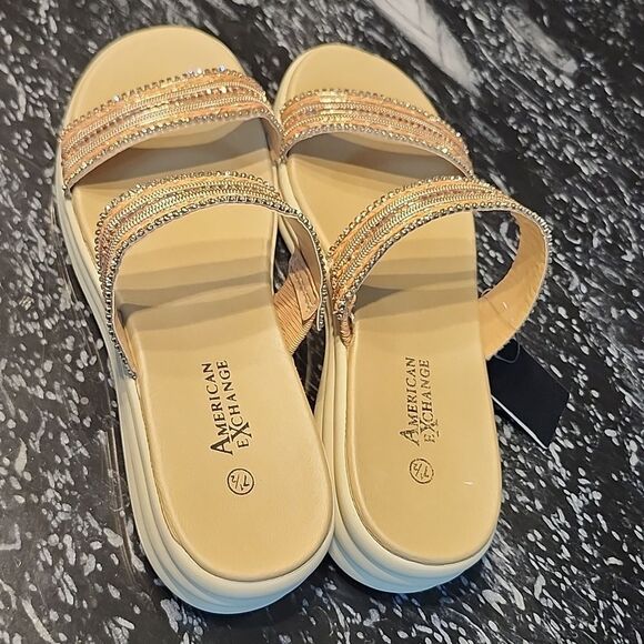BRAND NEW AMERICAN EXCHANGE WOMEN'S BEADED WEDGE ESPADRILLE SANDALS - Picture 11 of 15